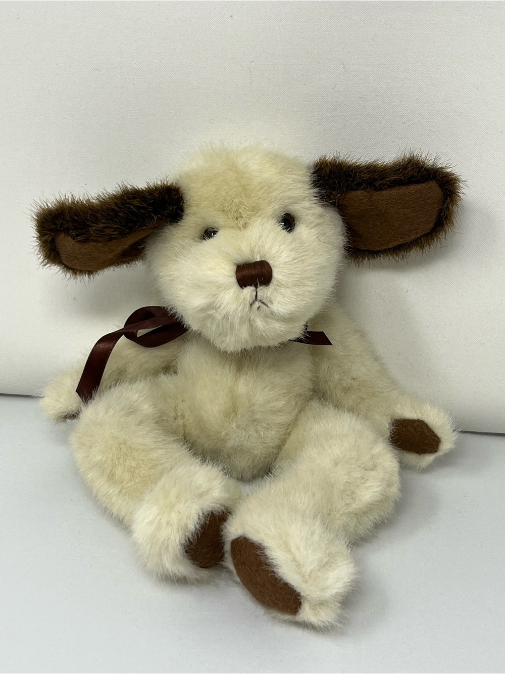 Vintage Jerry Elsner Jointed Plush Dog Stuffed Animal Cream Collectible Toy 10"